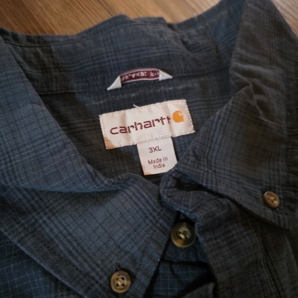 Carhartt Navy Plaid Button-Up Shirt - Picture 3 of 4